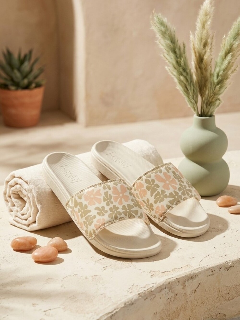 Vans Womens La Costa Groovy Floral Peach Slide-On Sandals Shoes Size 6